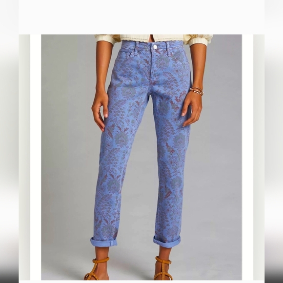 Anthropologie The Slim Boyfriend Jeans by Pilcro, blue with boho print Size 26 - Picture 13 of 17
